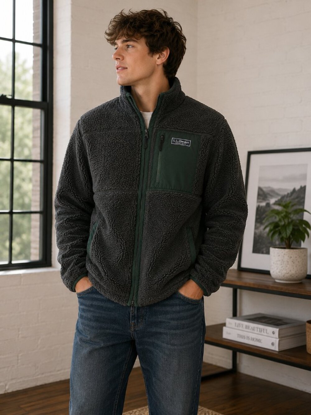 Vineyard Vines Full Zip Super Shep Jacket High Pile Fleece Gray Men's Large